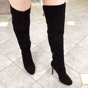 Sam Edelman sz 6 Black Suede Thigh High Boots 4"